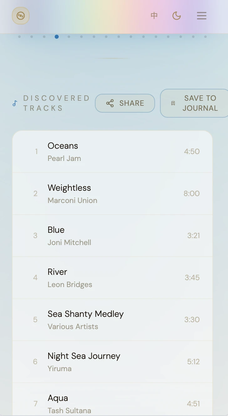 Ocean playlist generated from a blue selection